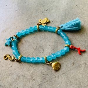 Jewelry - Aqua Blue Beaded Sea Life Charm Bracelet Jewelry - Aqua Blue Beaded Sea Life Charm Bracelet